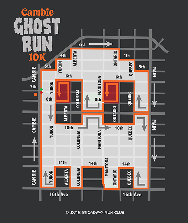 Cambie Ghost Run 10k map